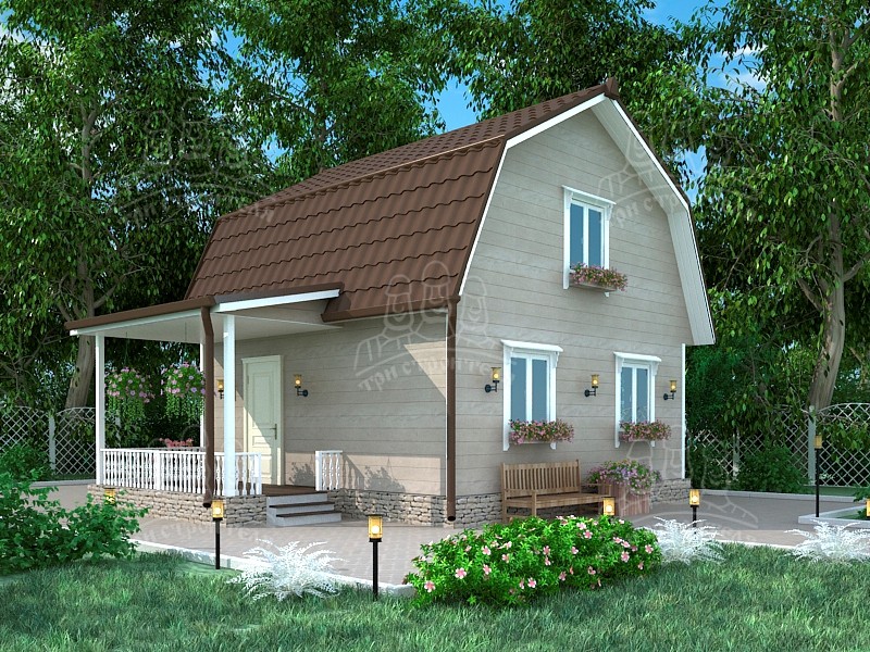 Проект каркасного садового дома К8 7.5x6м Новодвинск